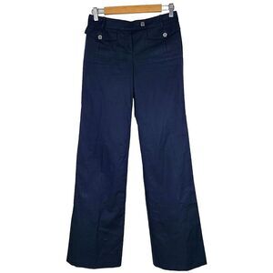 Tory Burch Dress Pants 0 Navy Blue Wide Leg Nautical Sailor Flap Pocket Slacks‎